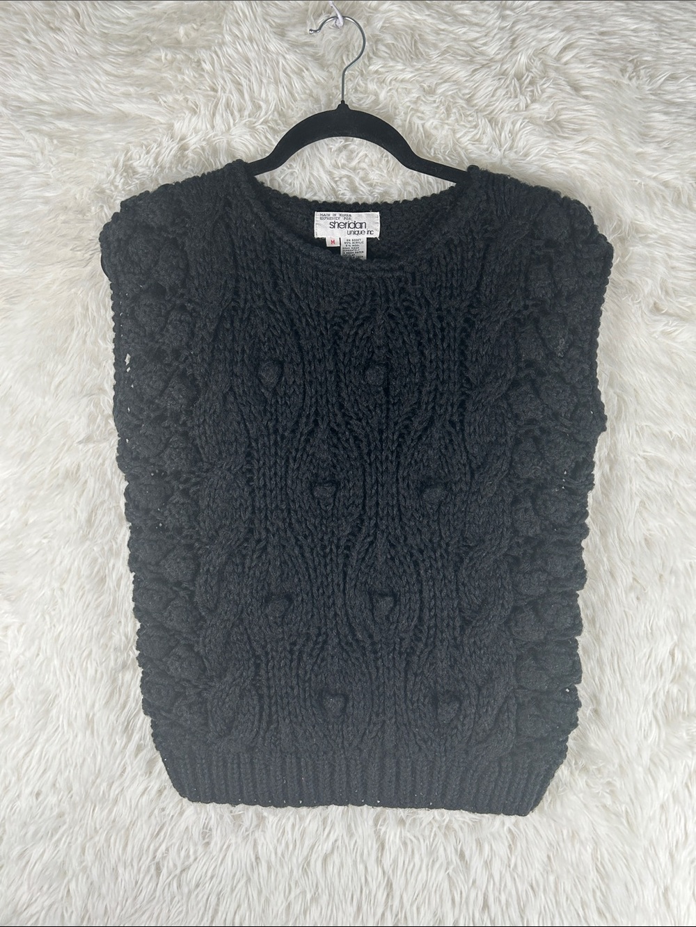 Sheridan Knit Cable Crew Neck Sweater Vest - Black